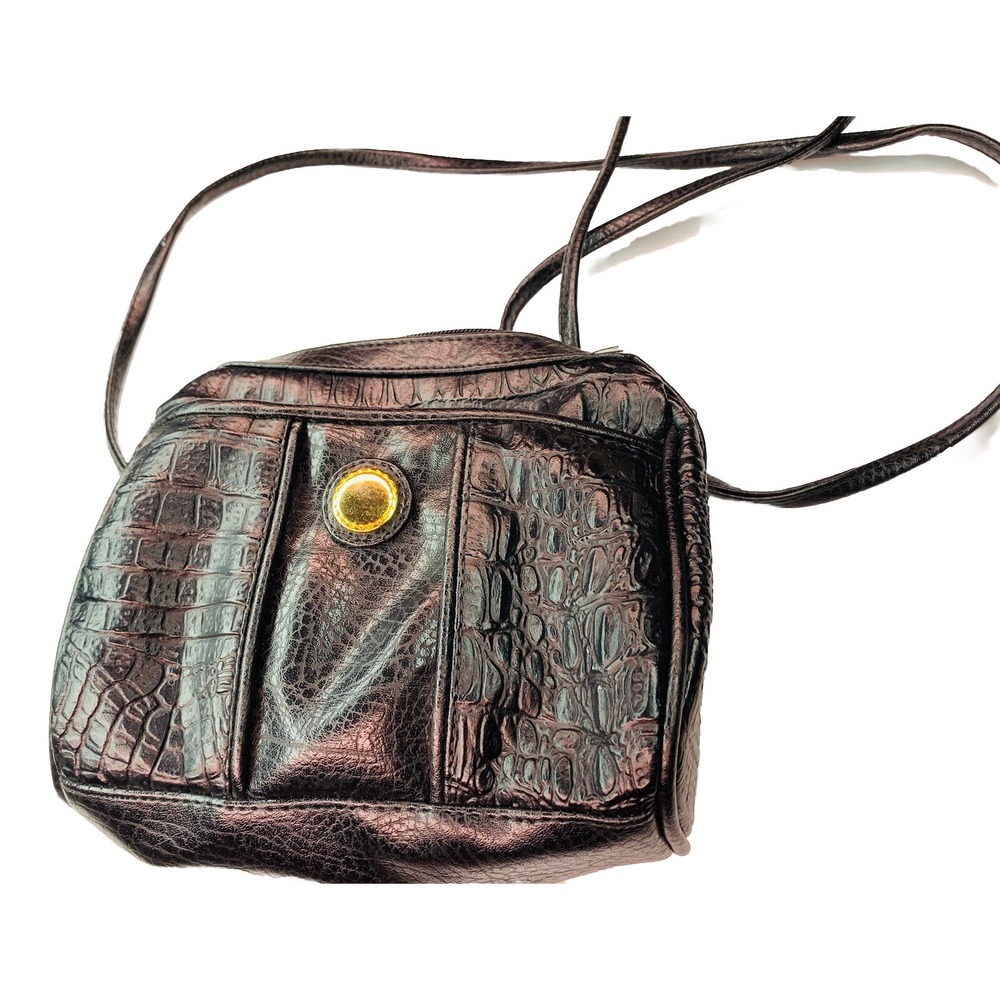VTG Snakeskin Cross Body Purse Medium With Strap Gold Color Accents